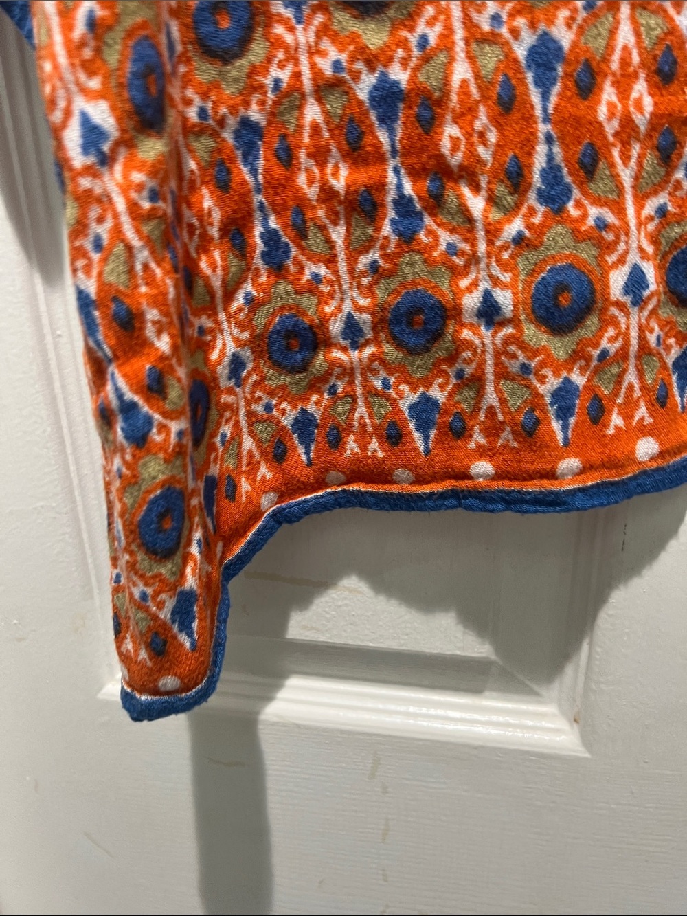 Cost Plus World Market Orange Patterned V-Neck Boho Blouse - Picture 3 of 9